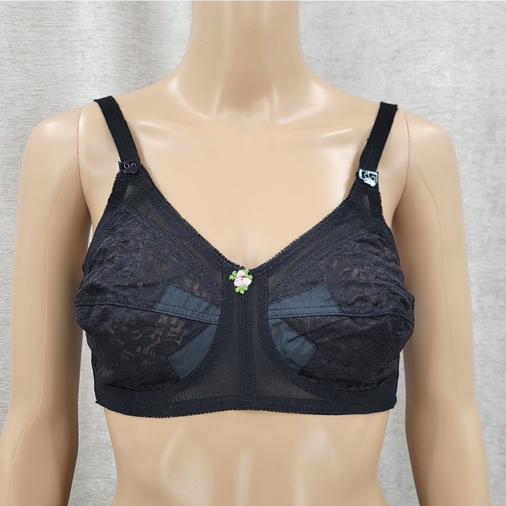 Kiki Vintage Full Coverage Black Lace Bralet Bra 38B